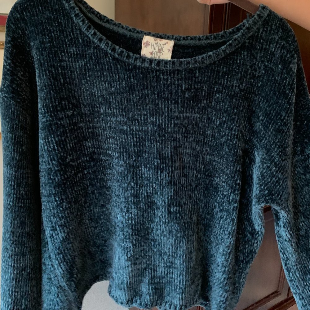 Forest Green Crew Neck Chenille Sweater